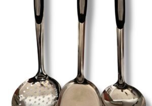 Set De Menage 3 Piezas De Acero Inox Con Mango De Plástico