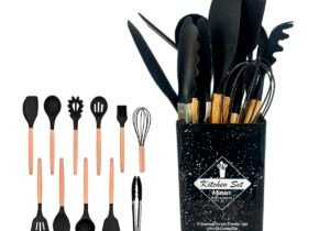 Set De Menage 12 Piezas De Silicona Con Mango De Madera