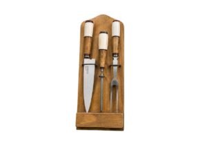 Set Cubiertos Asador - Cuchillo, Tenedor Y Chaira Acero Inox
